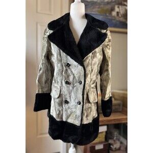 Vintage 70s Woman’s Coat Crushed Velvet Faux Fur A Frame ILGWU Union Made USA